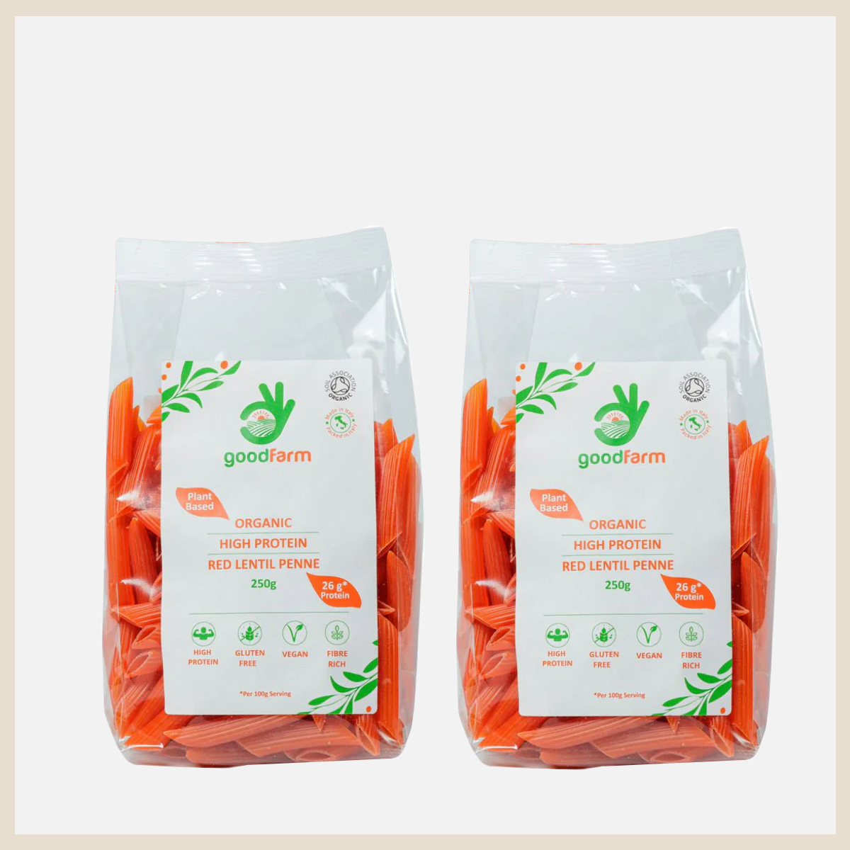 goodFarm Organic Red Lentil Penne 250g