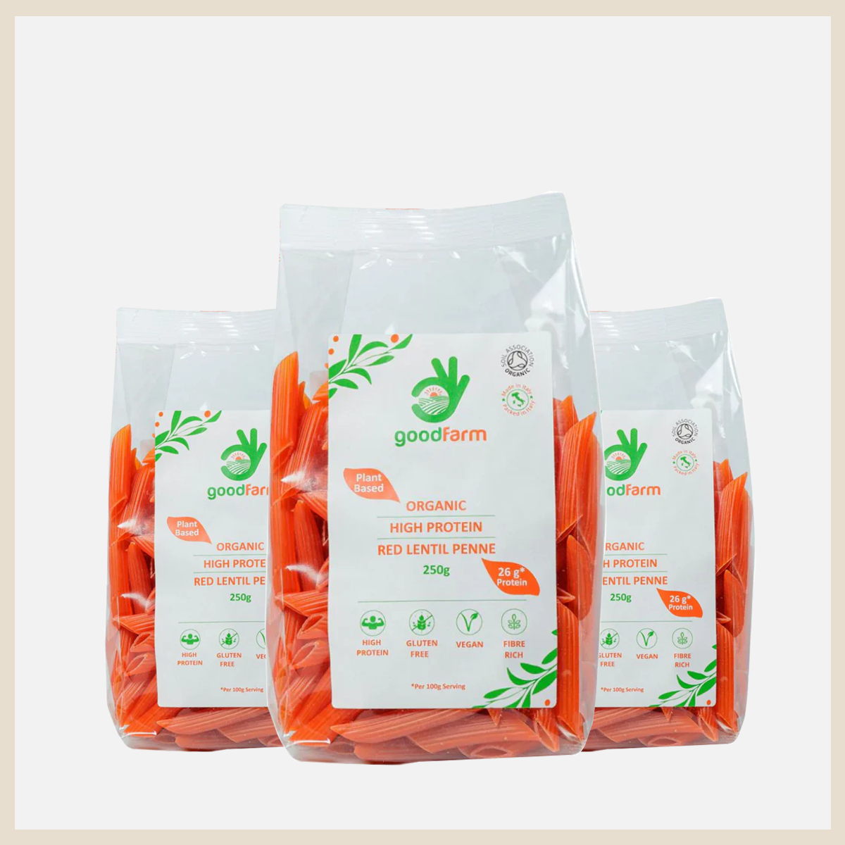 goodFarm Organic Red Lentil Penne 250g