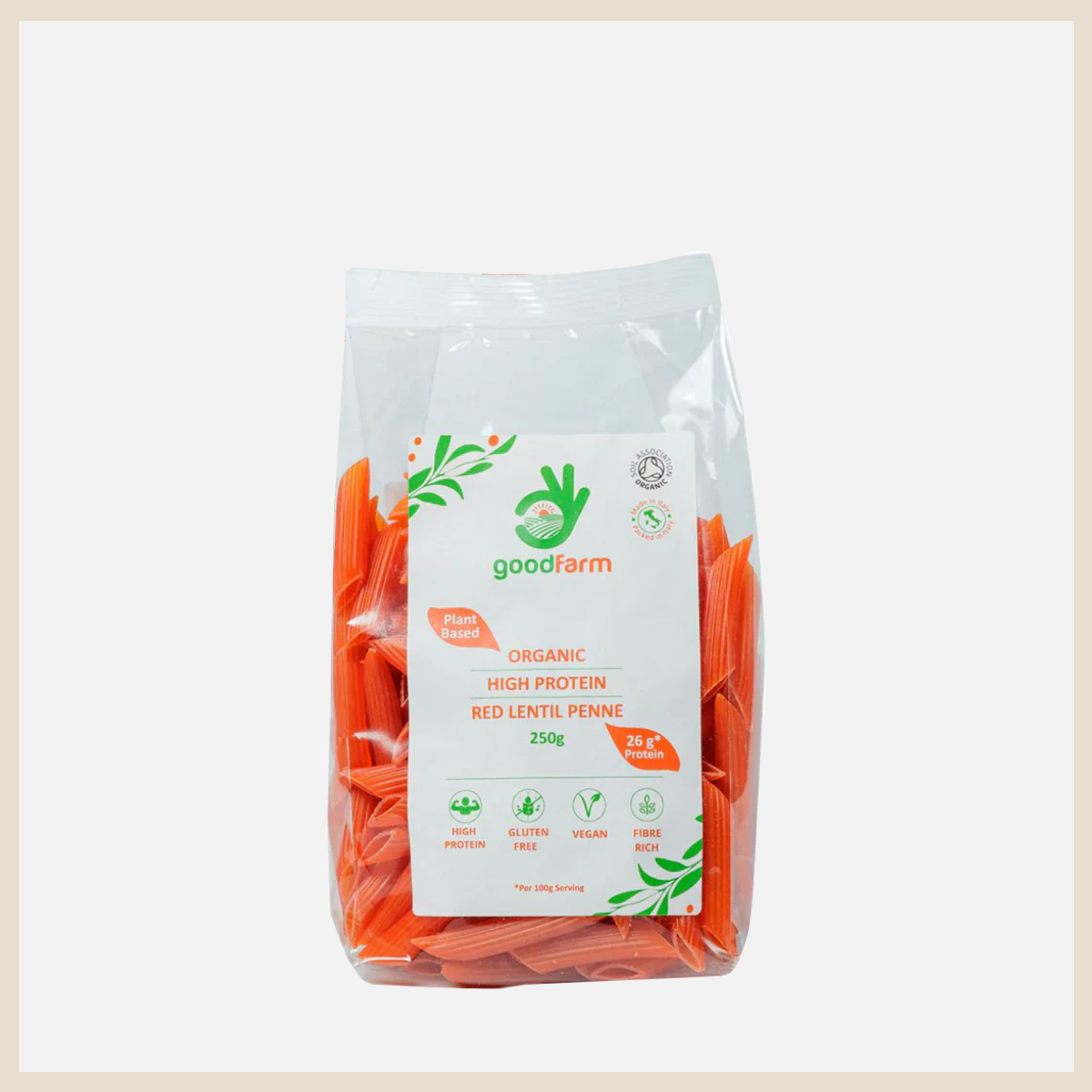 goodFarm Organic Red Lentil Penne 250g